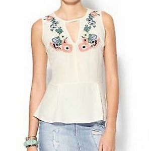 French Connection floral white peplum top size 4